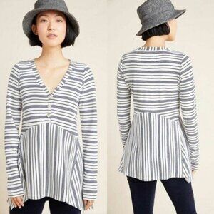 Maeve By Anthropologie Eliza Thermal Striped Babydoll Tunic S